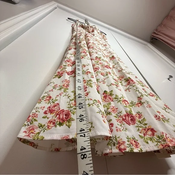Commense Rosebud Floral Midi Sundress White Pink Slit Corset Small NWT - Picture 13 of 15